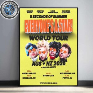 5 Seconds of Summer Australia And New Zealand Concert Poster Everyone’s A Star World Tour 2026 Home Decor Poster Canvas 5 Seconds of Summer Australia And New Zealand Concert Poster Everyone’s A Star World Tour 2026 Home Decor Poster Canvas