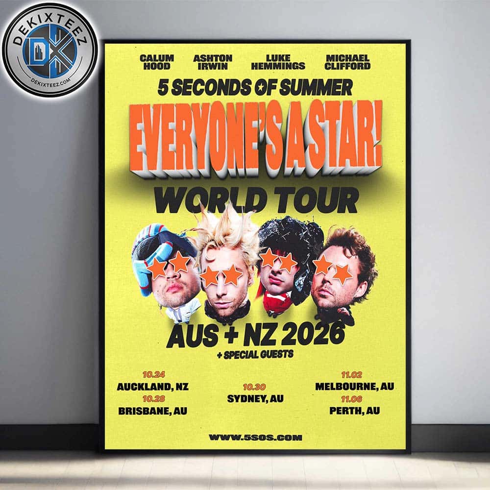5 Seconds of Summer Australia And New Zealand Concert Poster Everyone’s A Star World Tour 2026 Home Decor Poster Canvas 5 Seconds of Summer Australia And New Zealand Concert Poster Everyone’s A Star World Tour 2026 Home Decor Poster Canvas
