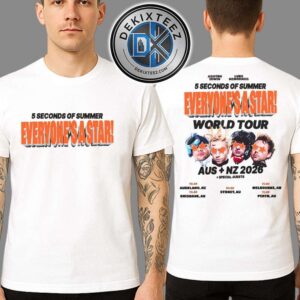 5 Seconds of Summer Australia And New Zealand Concert Poster Everyone’s A Star World Tour 2026 Two Sided Print T-Shirt 5 Seconds of Summer Australia And New Zealand Concert Poster Everyone’s A Star World Tour 2026 Two Sided Print T-Shirt