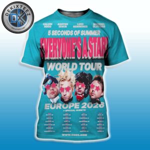 5 Seconds of Summer Europe Concert Poster Everyone’s A Star World Tour 2026 Dates List All Over Print T-Shirt 5 Seconds of Summer Europe Concert Poster Everyone’s A Star World Tour 2026 Dates List All Over Print T-Shirt