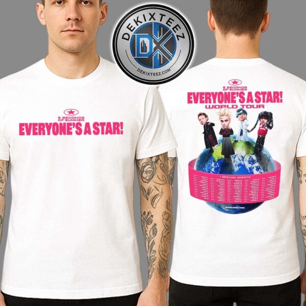 5 Seconds of Summer Everyone’s A Star 2026 World Tour  Dates List Two Sided Print Unisex T-Shirt