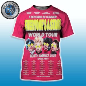 5 Seconds of Summer North America Concert Poster Everyone’s A Star World Tour 2026 All Over Print T-Shirt 5 Seconds of Summer North America Concert Poster Everyone’s A Star World Tour 2026 All Over Print T-Shirt