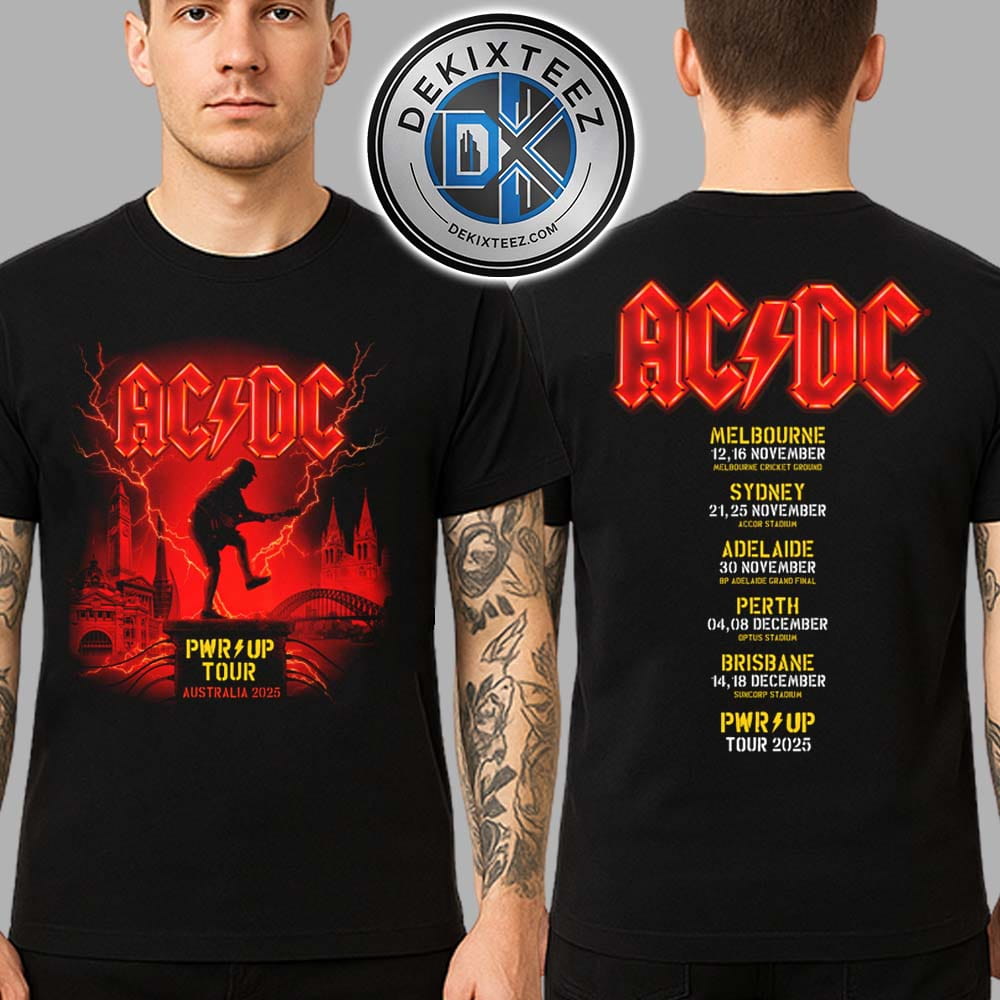 ACDC City PWR UP Tour Australia 2025 Tee Start In Melbourne On November 12 And 16 2025 Two Sided Print Unisex T-Shirt ACDC City PWR UP Tour Australia 2025 Tee Start In Melbourne On November 12 And 16 2025 Two Sided Print Unisex T-Shirt