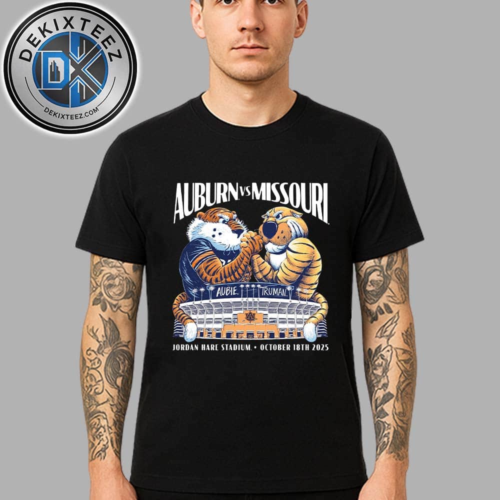 Auburn Tigers Vs Missouri Tigers Matchup At Jordan-Hare Stadium On October 18th 2025 Unisex T-Shirt Auburn Tigers Vs Missouri Tigers Matchup At Jordan-Hare Stadium On October 18th 2025 Unisex T-Shirt