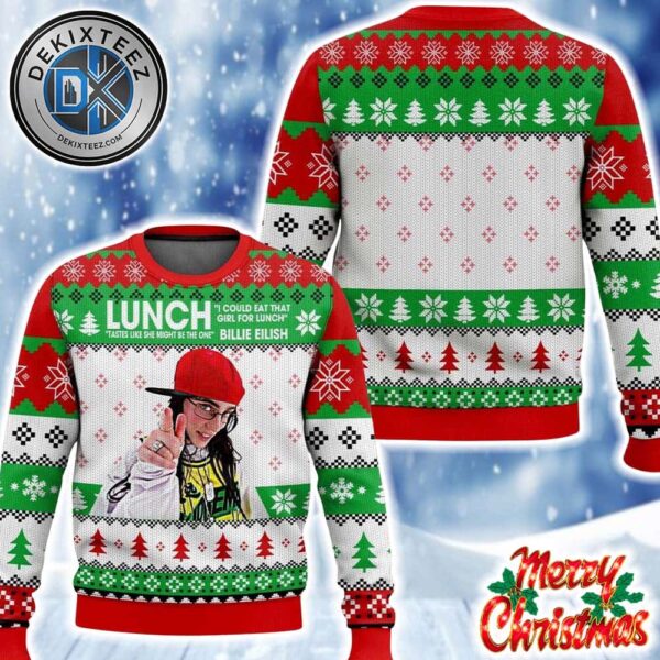 Billie Eilish I Could Eat That Girl For Lunch Tastes Like She Might Be The One 2025 Christmas Ugly Sweater