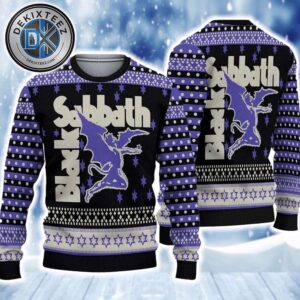 Black Sabbath Flying Demon Xmas Pattern Holiday Gift For Family Ugly Christmas Sweater