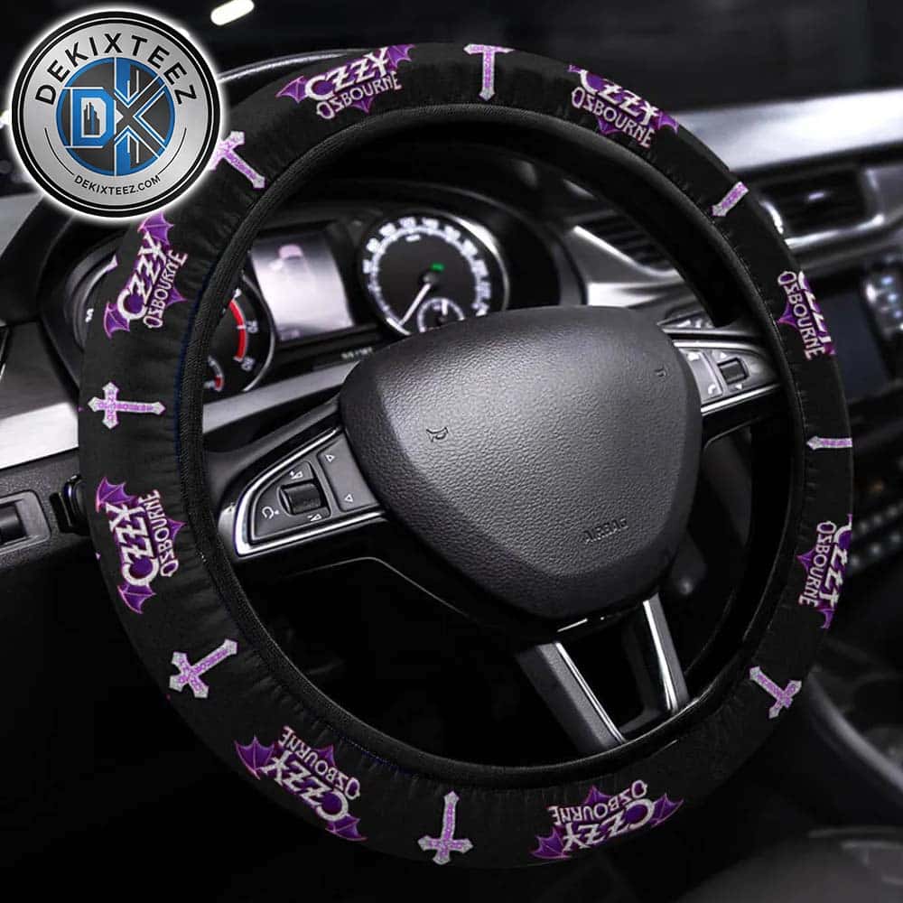 Black Sabbath x Ozzy Osbourne Bat Prince Of Darkness And Black Sabbath Cross Steering Wheel Cover Black Sabbath x Ozzy Osbourne Bat Prince Of Darkness And Black Sabbath Cross Steering Wheel Cover