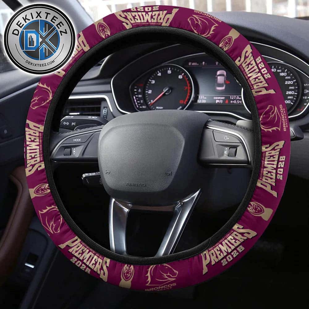 Brisbane Broncos 2025 NRL Premiers Champions Pattern Steering Wheel Cover Brisbane Broncos 2025 NRL Premiers Champions Pattern Steering Wheel Cover