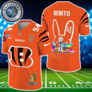 Cincinnati Bengals NFL x Bad Bunny Super Bowl LX With Benito 94 Name And Number Football Jersey