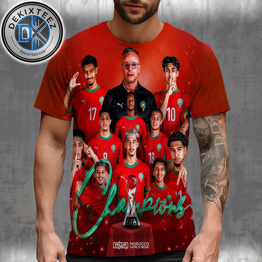 Congrats Morocco national under-20 football team Champions 2025 African Pride FIFA U-20 World Cup Chile 2025 All Over Print T-Shirt Congrats Morocco national under-20 football team Champions 2025 African Pride FIFA U-20 World Cup Chile 2025 All Over Print T-Shirt
