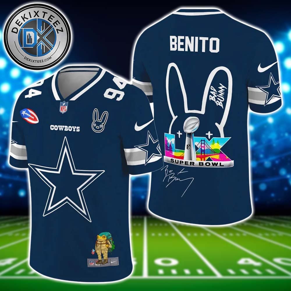 Dallas Cowboys NFL x Bad Bunny Super Bowl LX With Benito 94 Name And Number Football Jersey Dallas Cowboys NFL x Bad Bunny Super Bowl LX With Benito 94 Name And Number Football Jersey