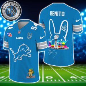 Detroit Lions NFL x Bad Bunny Super Bowl LX With Benito 94 Name And Number Football Jersey