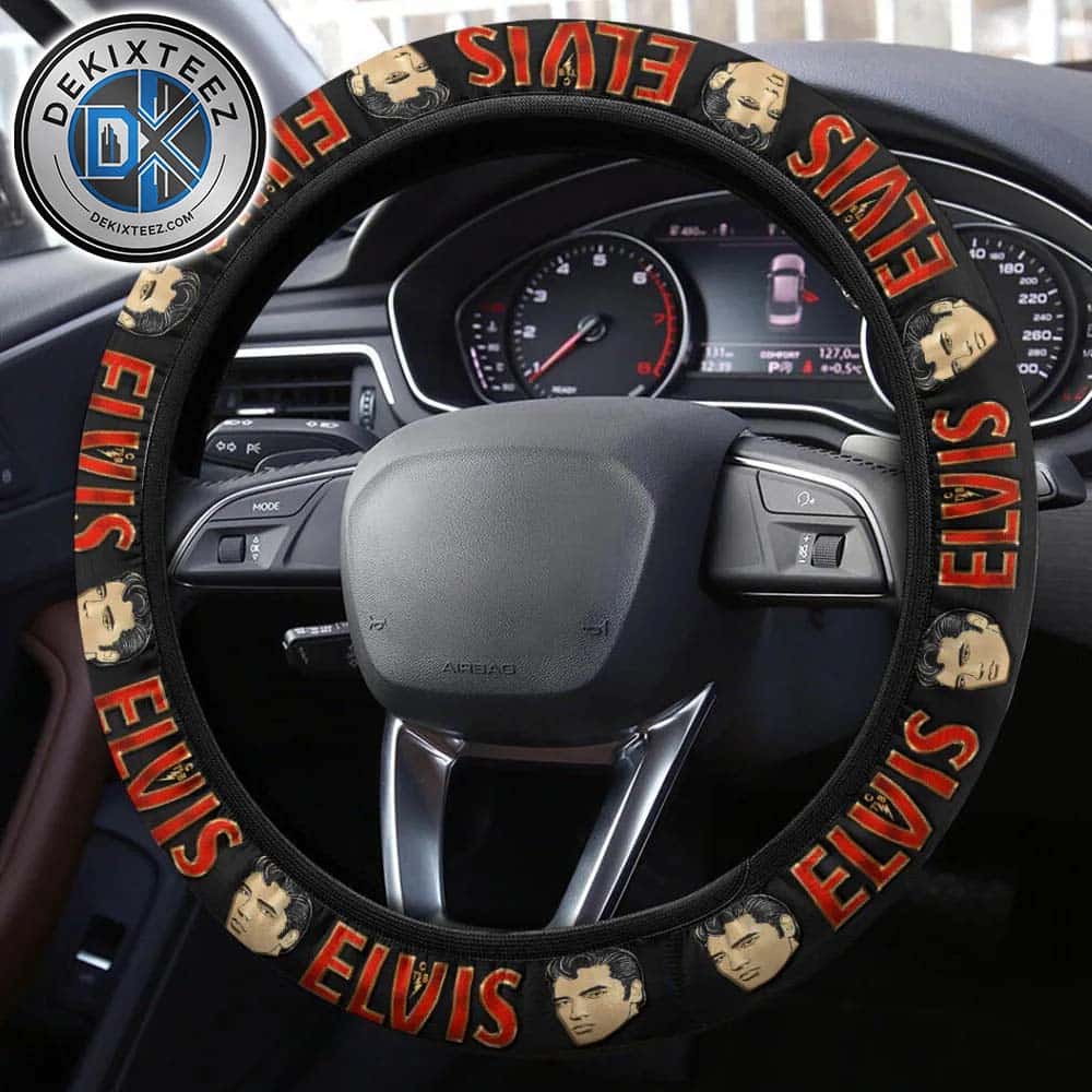 Elvis Presley Black Background Gift For Fan Steering Wheel Cover Elvis Presley Black Background Gift For Fan Steering Wheel Cover