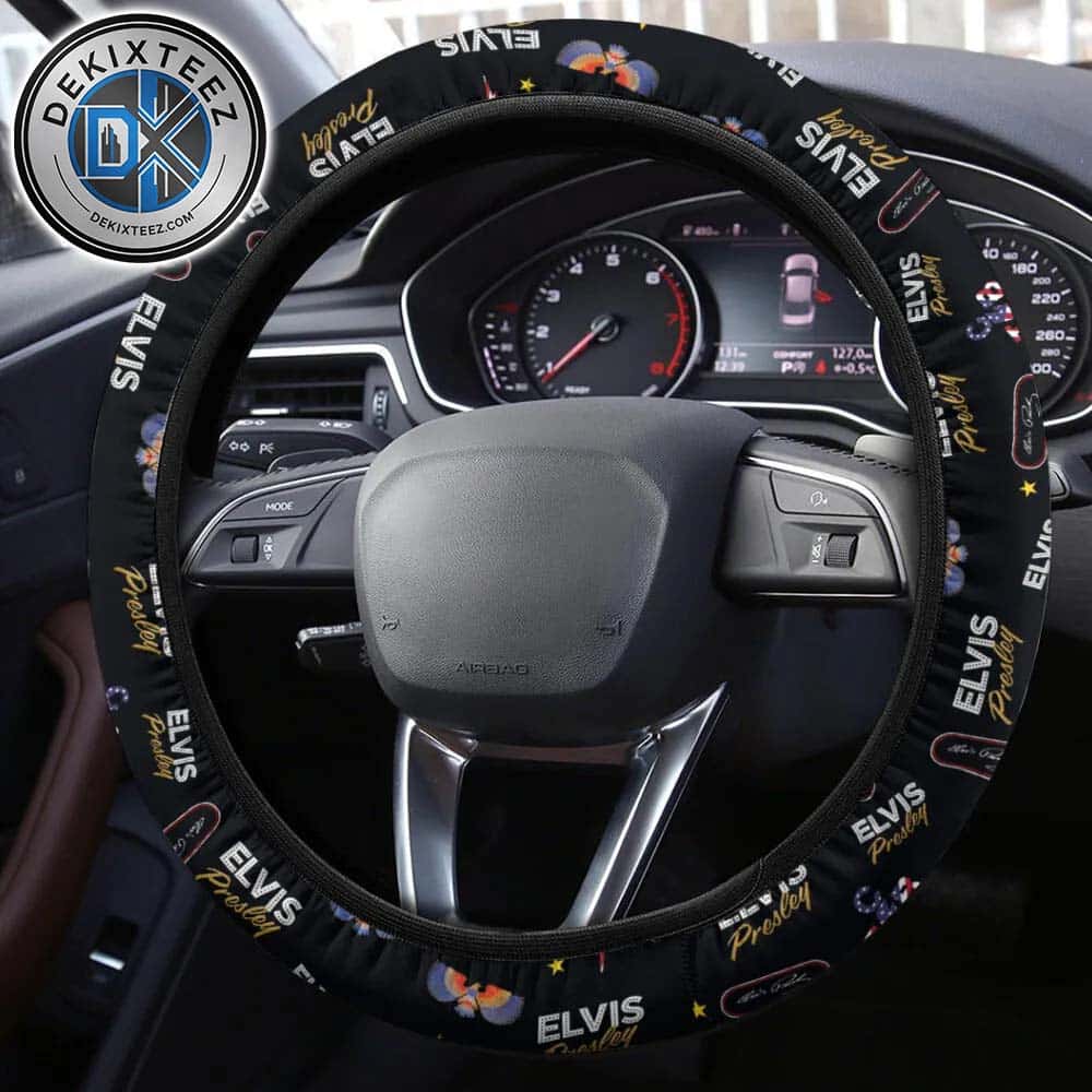 Elvis Presley Stylish White And Gold Pattern Steering Wheel Cover Elvis Presley Stylish White And Gold Pattern Steering Wheel Cover
