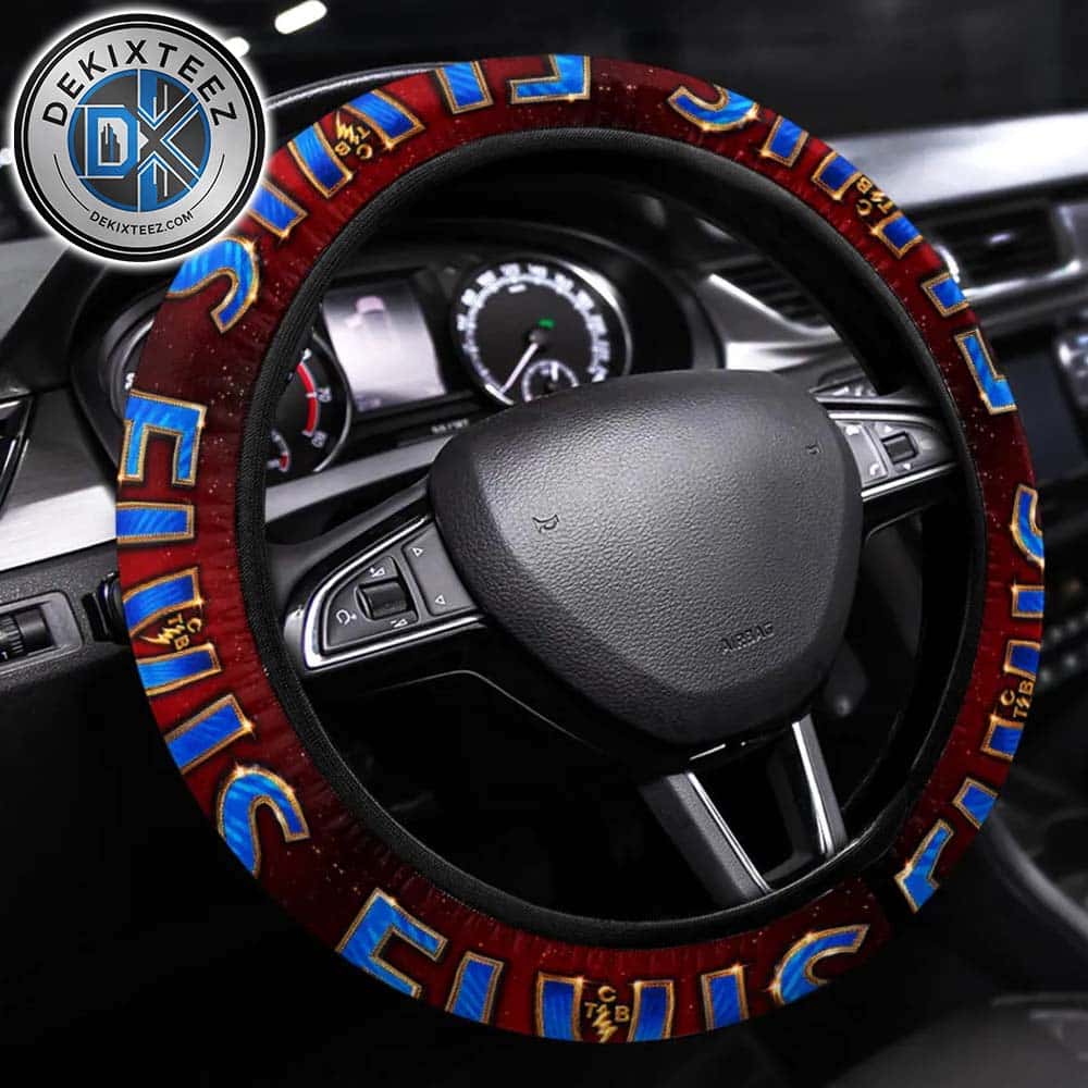 Elvis Presley TCB Red Leather Steering Wheel Cover Elvis Presley TCB Red Leather Steering Wheel Cover