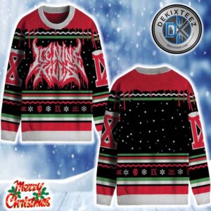 Ice Nine Kills Horrorday With Snowflake Pattern Black And Red Color Xmas Gifts 2025 Knitted Ugly Christmas Sweater