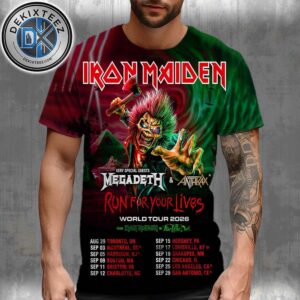 Iron Maiden Run For Your Lives World Tour 2026 Dates List In The USA And Canada All Over Print T-Shirt Iron Maiden Run For Your Lives World Tour 2026 Dates List In The USA And Canada All Over Print T-Shirt
