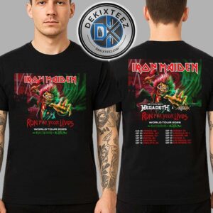 Iron Maiden Run For Your Lives World Tour 2026 Dates List In The USA And Canada Two Sided Print Unisex T-Shirt Iron Maiden Run For Your Lives World Tour 2026 Dates List In The USA And Canada Two Sided Print Unisex T-Shirt