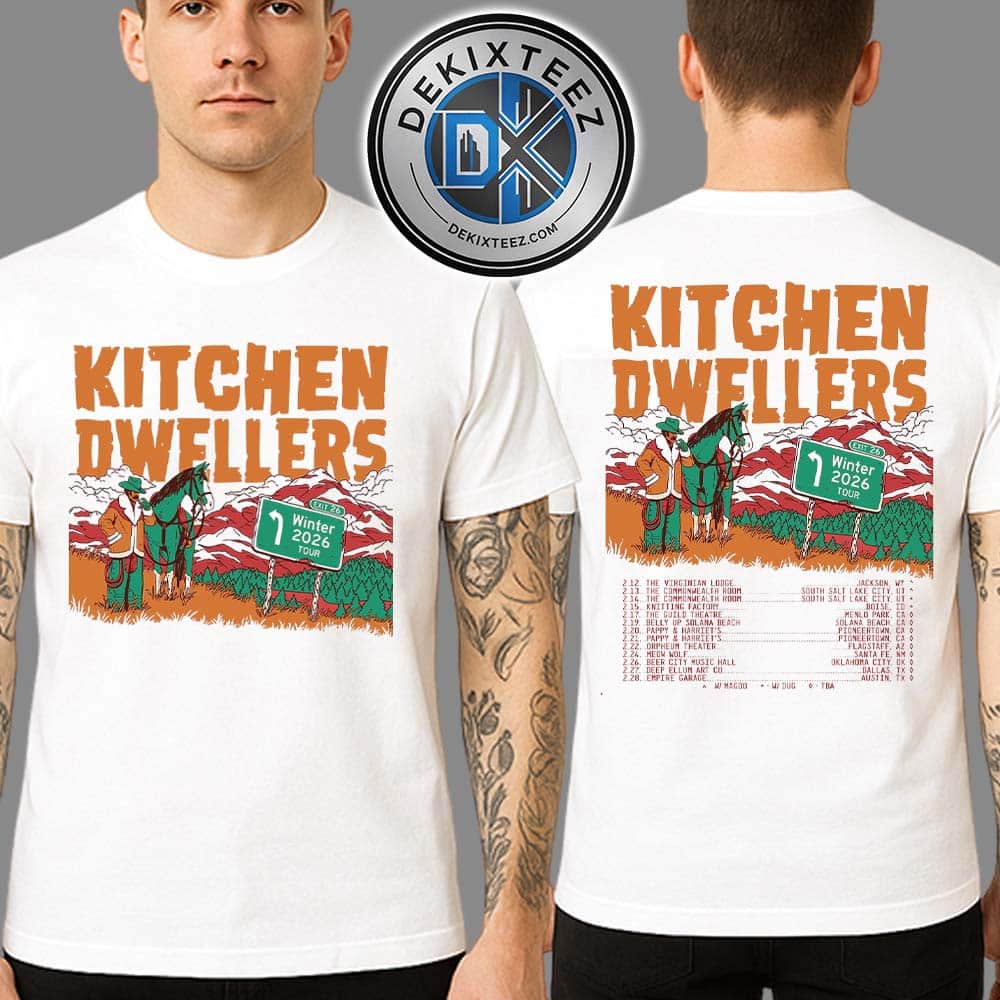 Kitchen Dwellers Winter 2026 Tour Dates List For February 2026 Two Sided Print Unisex T-Shirt Kitchen Dwellers Winter 2026 Tour Dates List For February 2026 Two Sided Print Unisex T-Shirt