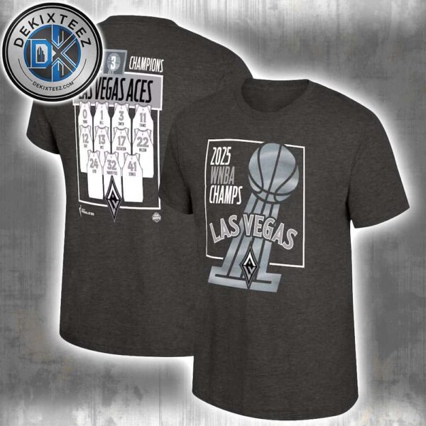 Las Vegas Aces Stadium Essentials 2025 WNBA Finals Champions Jersey Roster Two Sided Print Unisex T-Shirt