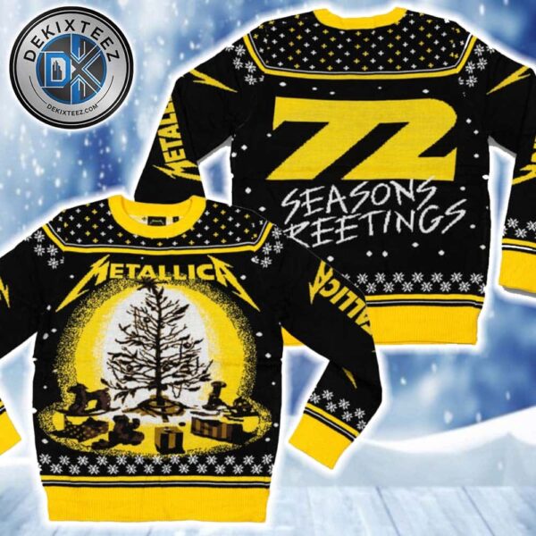 Metallica 72 Seasons Burnt Tree Holiday Pattern Gift For Fan Metal Ugly Christmas Sweater
