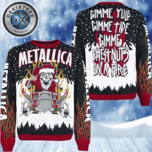 Metallica Gimme Yule Gimme Tide Gimme Chest Nuts On A Fire 2025 Ugly Christmas Sweater