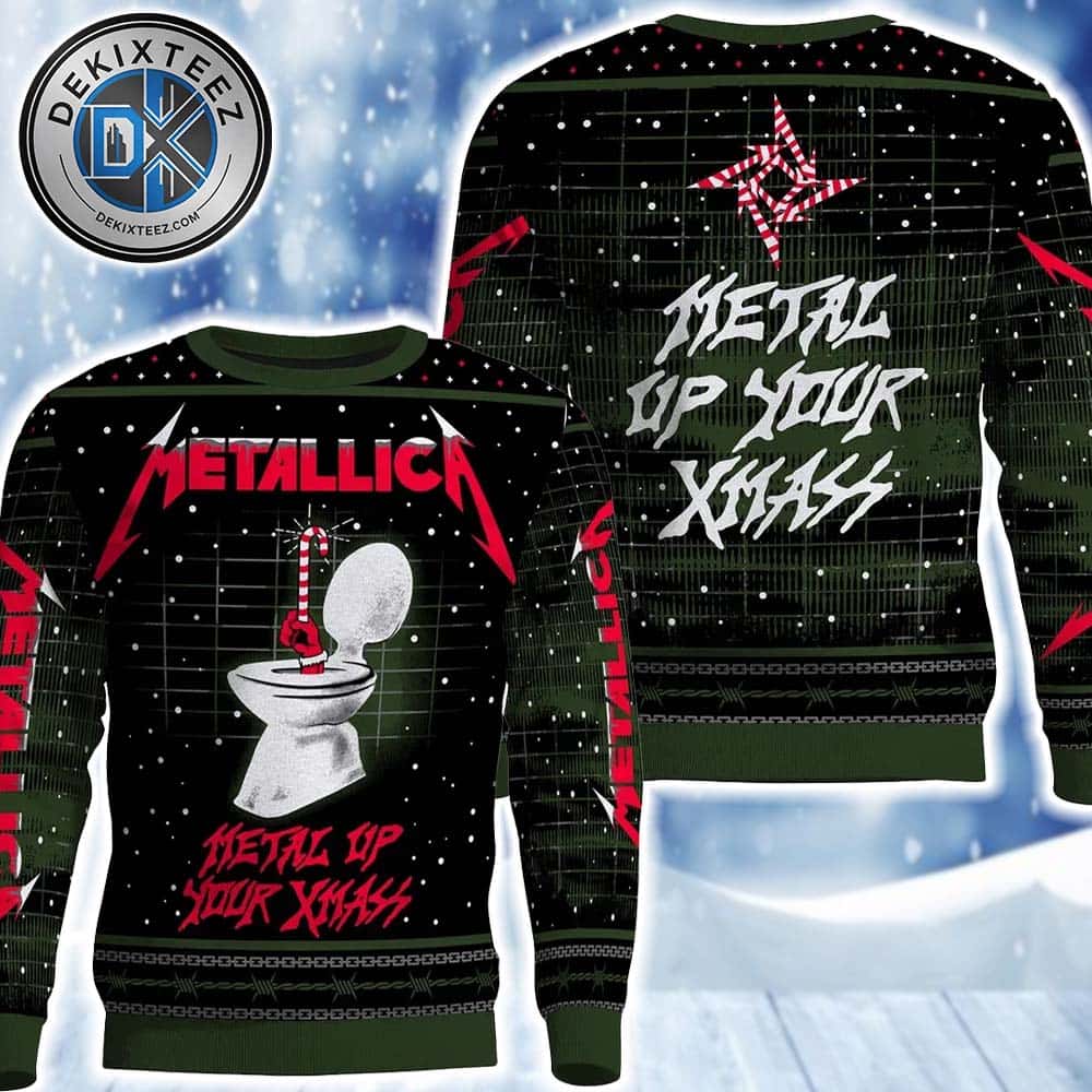Metallica Metal Up Your Xmass Pattern Knitted Ugly Christmas Sweater Metallica Metal Up Your Xmass Pattern Knitted Ugly Christmas Sweater