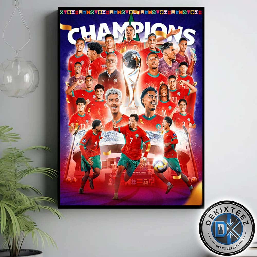 Morocco national under-20 football team Champions 2025 FIFA U-20 World Cup Chile 2025 Home Decor Poster Canvas Morocco national under-20 football team Champions 2025 FIFA U-20 World Cup Chile 2025 Home Decor Poster Canvas