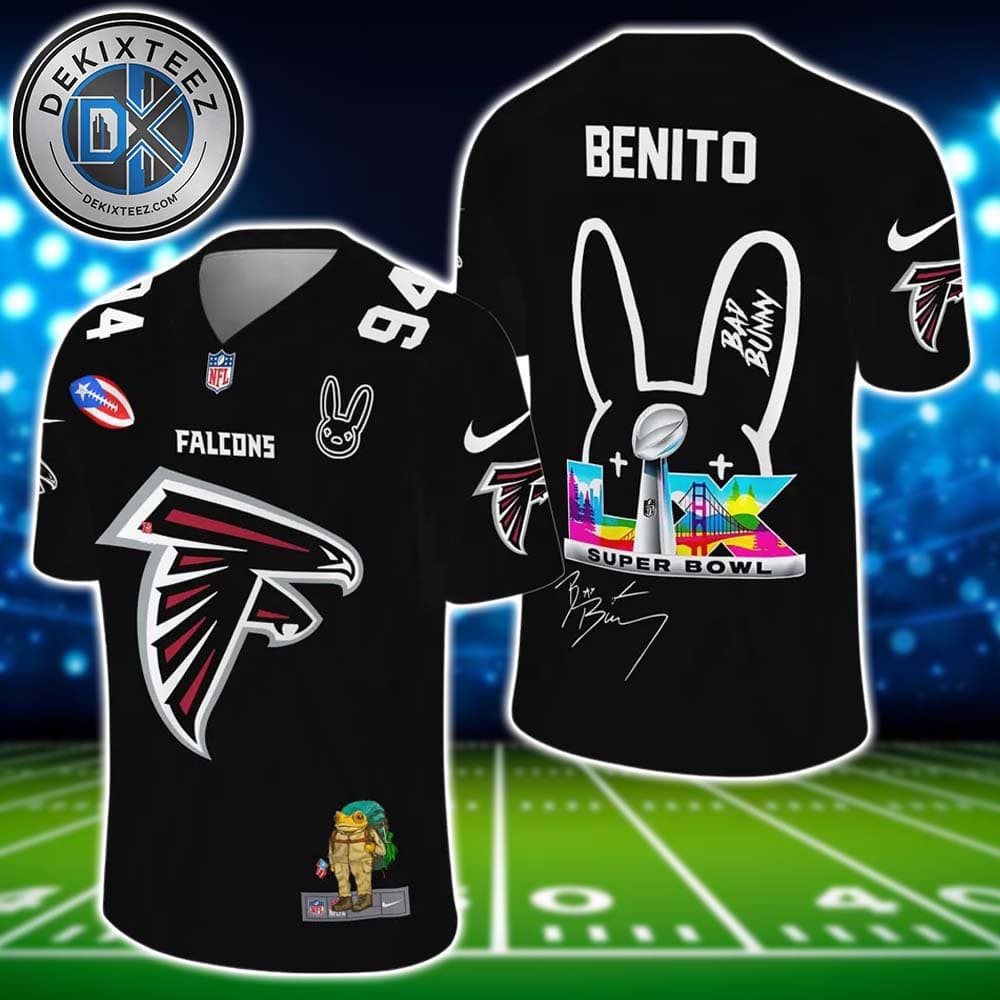 NFL Atlanta Falcons Super Bowl LX x Bad Bunny Benito 94 Gift For Fan Football Jersey NFL Atlanta Falcons Super Bowl LX x Bad Bunny Benito 94 Gift For Fan Football Jersey