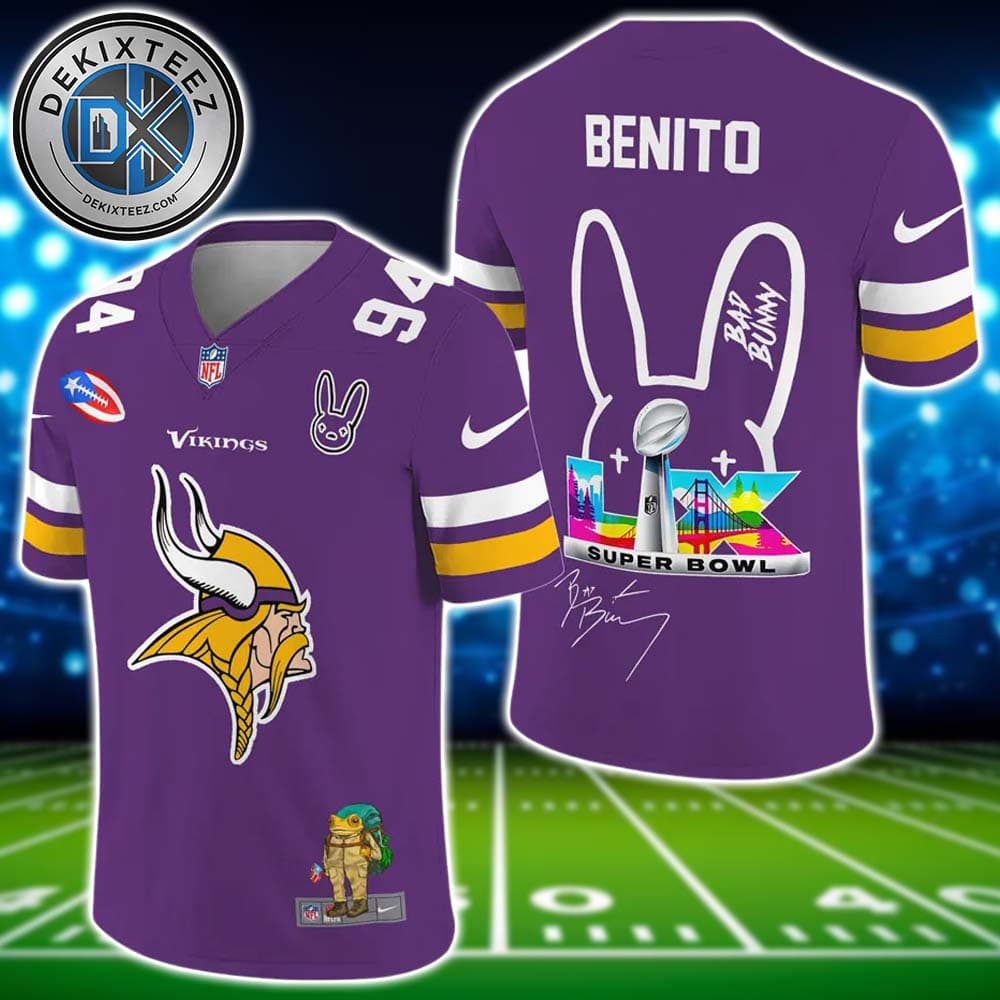 NFL Minnesota Vikings Super Bowl LX x Bad Bunny Benito 94 Gift For Fan Football Jersey NFL Minnesota Vikings Super Bowl LX x Bad Bunny Benito 94 Gift For Fan Football Jersey