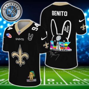 NFL New Orleans Saints Super Bowl LX x Bad Bunny Benito 94 Gift For Fan Football Jersey