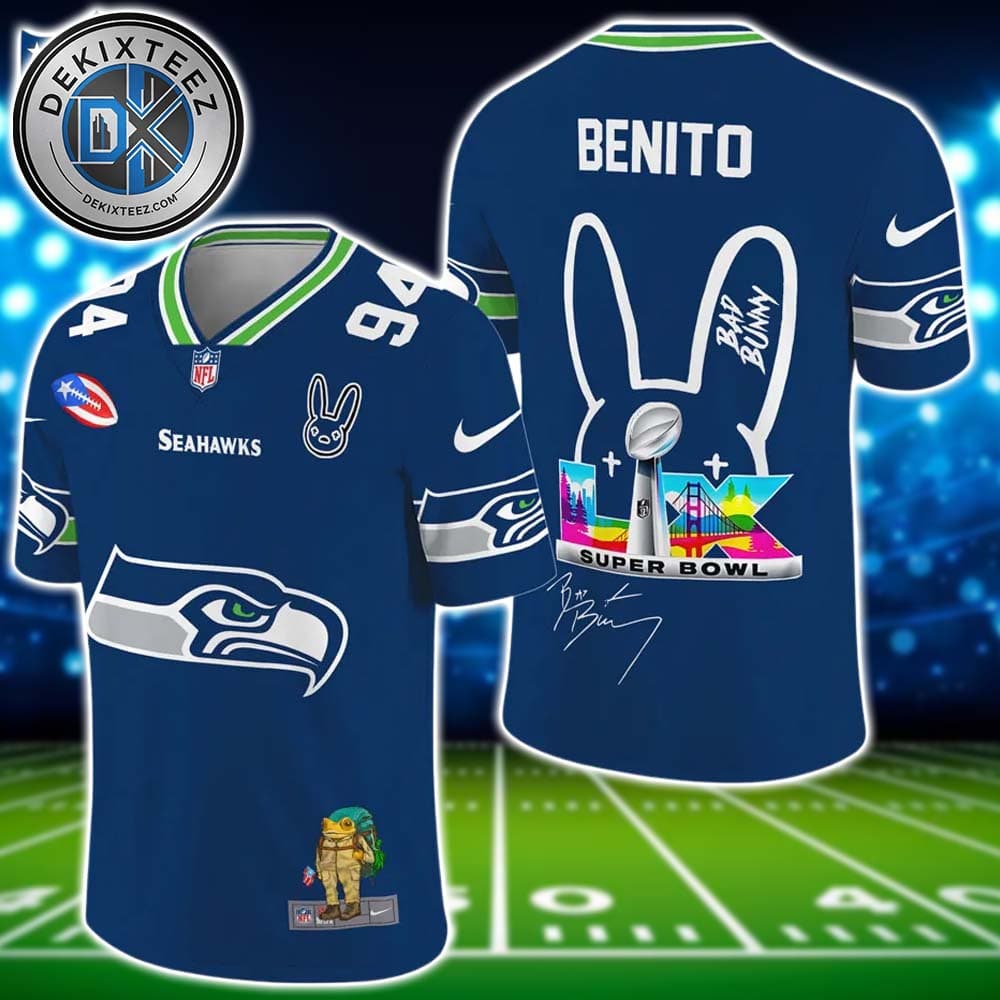 NFL Seattle Seahawks x Bad Bunny Benito 94 Super Bowl LX Football Jersey NFL Seattle Seahawks x Bad Bunny Benito 94 Super Bowl LX Football Jersey