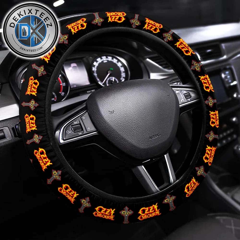 Ozzy Osbourne Black Sabbath Cross With Logo Pattern Steering Wheel Cover Ozzy Osbourne Black Sabbath Cross With Logo Pattern Steering Wheel Cover