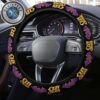 Ozzy Osbourne Logo Golden With Bat Grey Background Steering Wheel Cover Ozzy Osbourne Logo Golden With Bat Grey Background Steering Wheel Cover