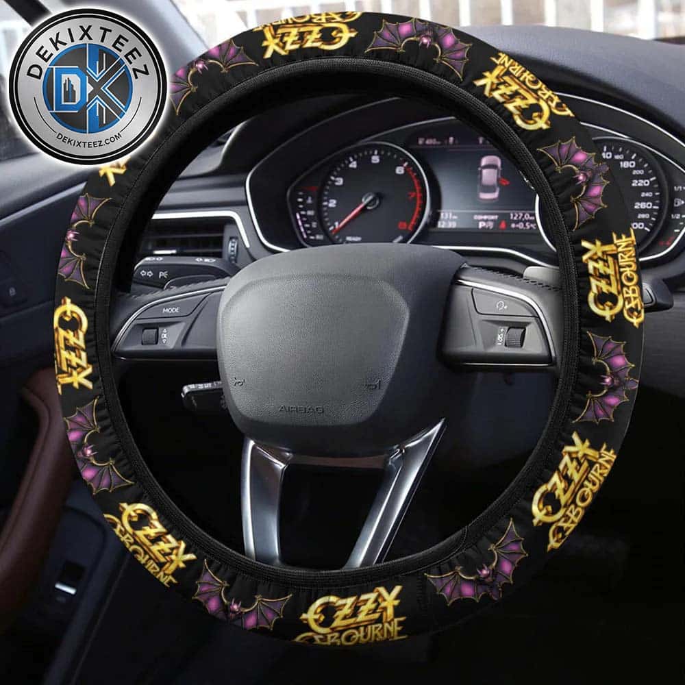 Ozzy Osbourne Logo Golden With Bat Pattern Steering Wheel Cover Ozzy Osbourne Logo Golden With Bat Pattern Steering Wheel Cover