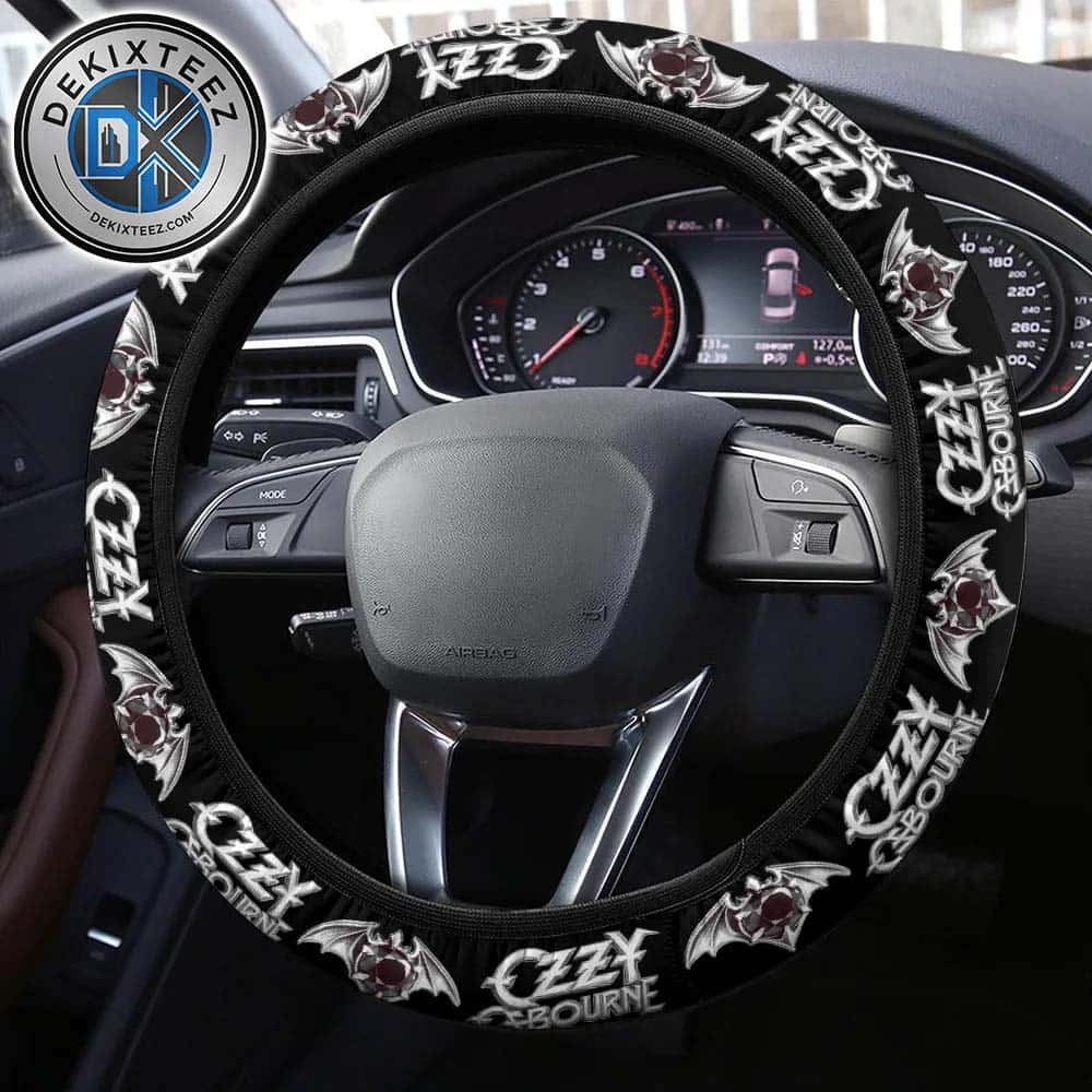 Ozzy Osbourne Logo Pattern Black Background Steering Wheel Cover Ozzy Osbourne Logo Pattern Black Background Steering Wheel Cover
