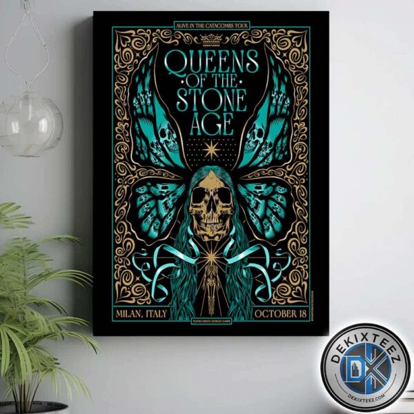 Queens Of The Stone Age Milan Italy Poster Tonight At  Teatro Lirico Giorgio Gaber On October 18 Alive In The Catacombs Tour 2025 Poster Canvas