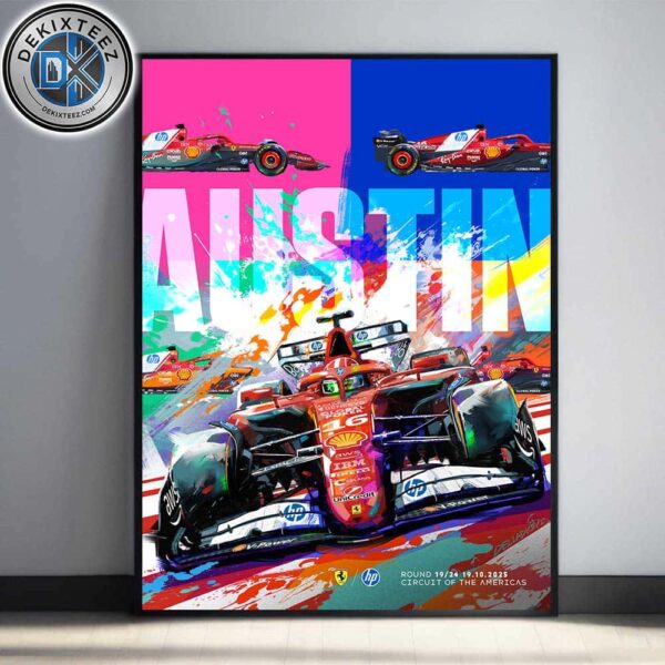 Scuderia Ferrari F1 Team In Austin Poster For United States Grand Prix On October 19 2025 Home Decor Poster Canvas