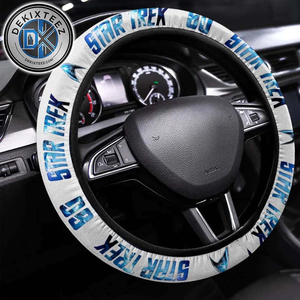 Star Trek 60th Anniversary White Background Steering Wheel Cover Star Trek 60th Anniversary White Background Steering Wheel Cover