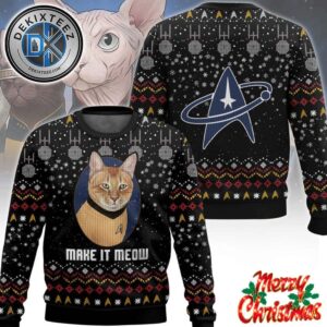 Star Trek Captain Cat Make It Meow Star Trek Star Trek Custome Name And Number Knitted Ugly Christmas Sweater Star Trek Captain Cat Make It Meow Star Trek Star Trek Custome Name And Number Knitted Ugly Christmas Sweater