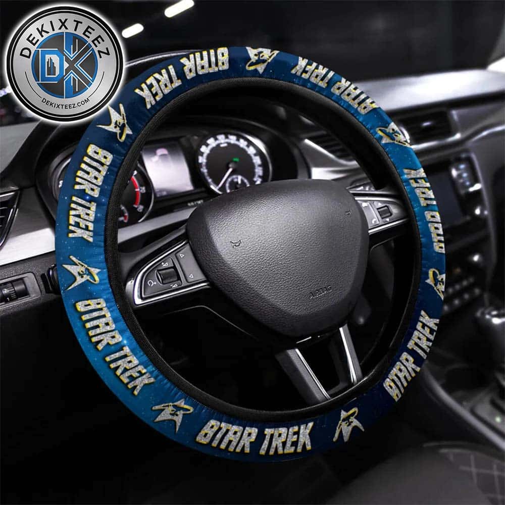 Star Trek Pattern Blue Background Steering Wheel Cover Star Trek Pattern Blue Background Steering Wheel Cover