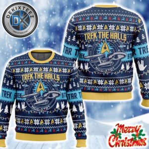 Star Trek Trek The Halls Star Trek Pattern 2025 Knitted Ugly Christmas Sweater Star Trek Trek The Halls Star Trek Pattern 2025 Knitted Ugly Christmas Sweater