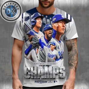 The Los Angeles Dodgers Named To 2025 National League Champions MLB Postseason All Over Print T-Shirt