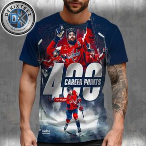 Tom Wilson Team Washington Capitals Reach To 400 Career Points All Over Print T-Shirt