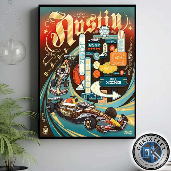 Visa Cash App Racing Bulls F1 Team In Austin Poster For United States Grand Prix October 17-19 2025 Home Decor Poster Canvas